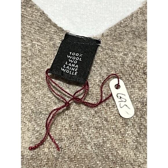 100% Wool Knit Shawl Cardigan Wrap Open Beige Fringed Bohemian Made in Italy - Picture 12 of 13